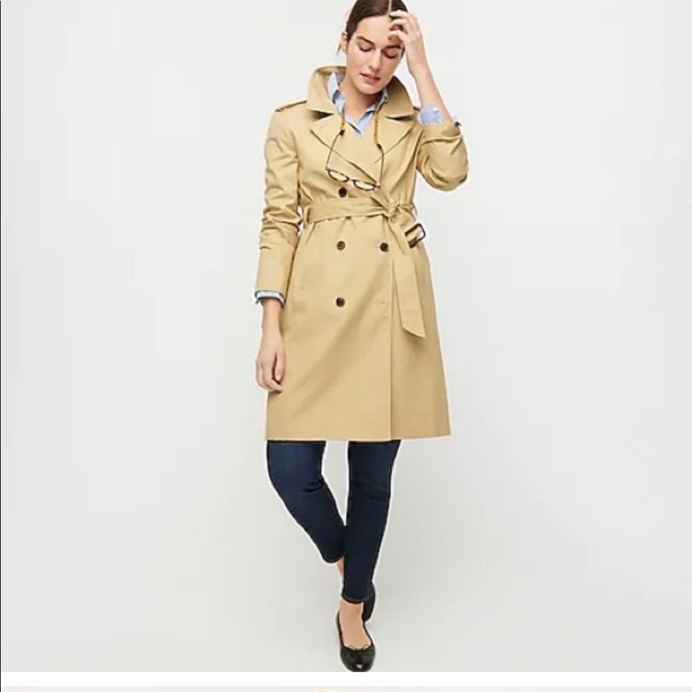 J. Crew Factory Tan Trench Coat with Belted Waist
